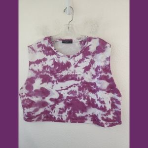 Clockhouse Be Cool Tie Dye Sleeveless Crop Sweatshirt Top